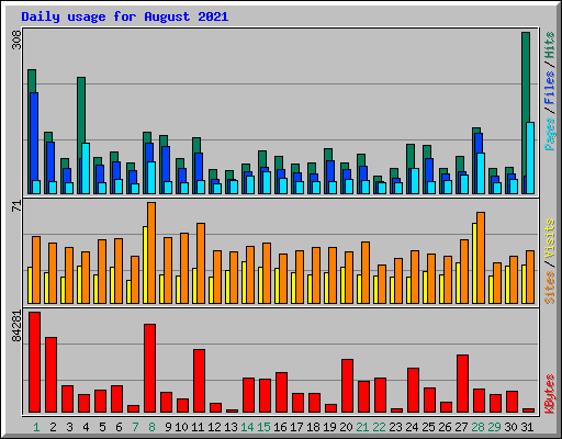Daily usage for August 2021